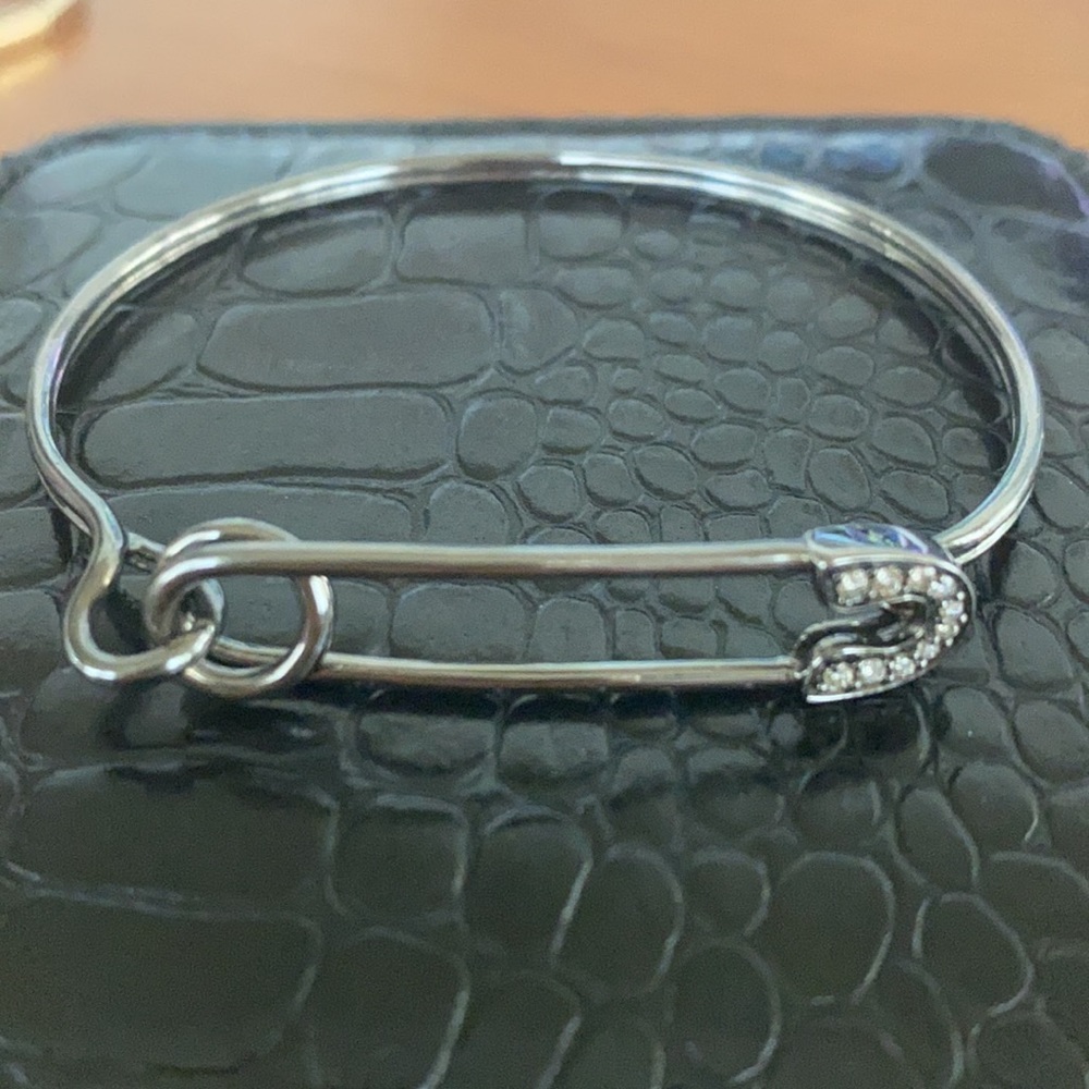 Sydney Evan safety pin bangle 14k diamonds